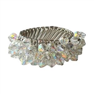 Vintage Aurora Borealis Cluster Beaded Stretch Bracelet